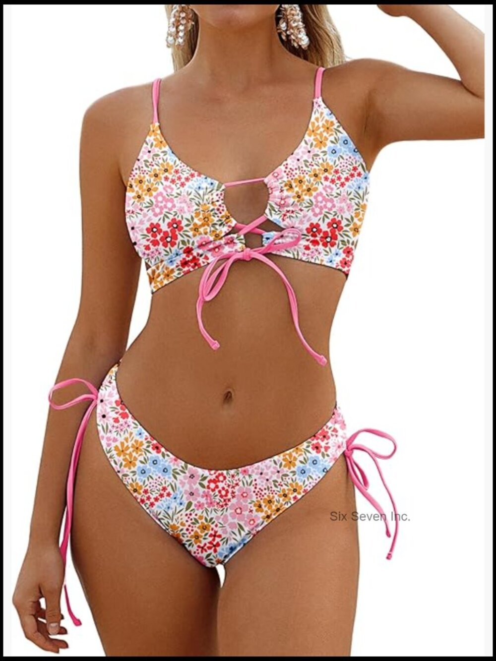 Cheeky Bikini Set 2 Piece String High Cut Swimsuits Lace Up Tie Side Bathing